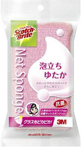 スコッチブライト 泡立ちゆたか　ネットスポンジ　ピンク