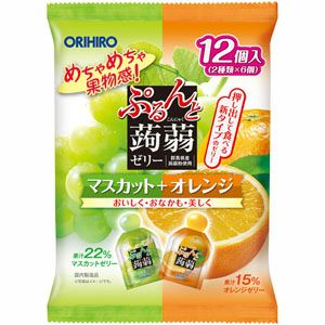 ぷるんと蒟蒻ゼリーパウチ マスカット＆オレンジ 12個