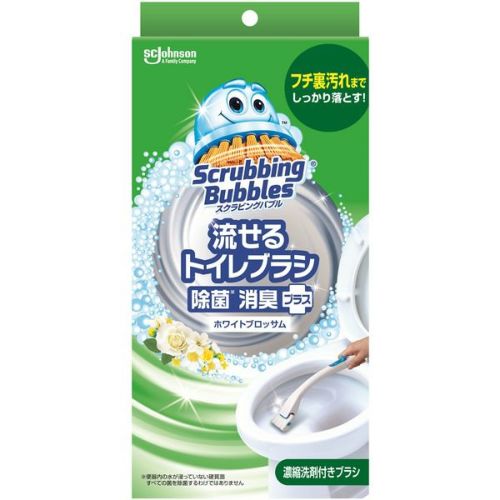 スクラビングバブル　流せるトイレブラシ除菌消臭ホワイトＢ本体